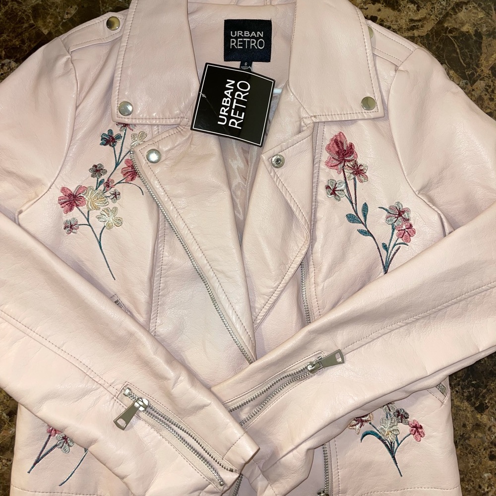 Blush pink Leather Jacket